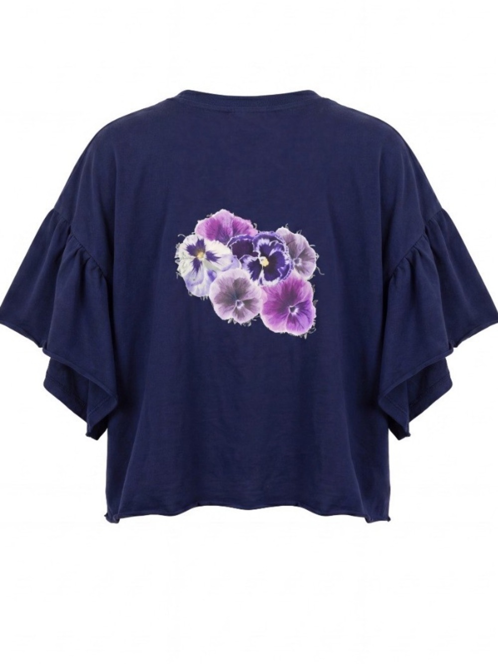 Hand Crafted Navy Sweatshirt with Purple Floral Design - Picture 7 of 7